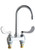 Chicago Faucets 895-317GN2AE3XKAB 4 inch Center Deck Mounted Sink Faucet with Rigid/Swing Gooseneck Spout, 2.2 GPM Pressure Compensating Softflo® Aerator, Indexed Wristblade Handles and Ceramic Disc Cartridges