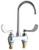 Chicago Faucets 895-317GN2AFCABCP 4 inch Center Deck Mounted Sink Faucet with Rigid/Swing Gooseneck Spout, 1.6 GPM Laminar Flow Control Device in Spout, Indexed Wristblade Handles and Quaturn? Cartridges