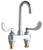 Chicago Faucets 895-317E2805-5ABCP 4 inch Center Deck Mounted Sink Faucet with Rigid/Swing Gooseneck Spout, 0.5 GPM (1.9 L/min) Vandal Resistant Spray Outlet, Indexed Wristblade Handles and Quaturn? Cartridges