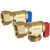 Dahl 621-53-04-PK2 - 1/2 FIP x Male Hose, Pkg of 2 with Red & Blue Handles, Rough Brass