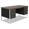 Double Pedestal Steel Desk, Metal Desk, 60w X 30d X 29.5h, Mocha/black