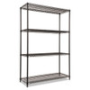 Nsf Certified Industrial 4-shelf Wire Shelving Kit, 48w X 18d X 72h, Black