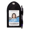 Badge Holder With Pen Loop, Vertical, 3 1/4" X 6", Black, 12/box