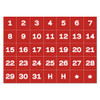 Interchangeable Magnetic Board Accessories, Calendar Dates, Red/white, 1" X 1"