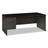 38000 Series Left Pedestal Desk, 72w X 36d X 29.5h, Mahogany/charcoal