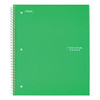 Wirebound Notebook, 1 Subject, Medium/college Rule, Green Cover, 11 X 8.5, 100 Sheets