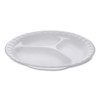 Unlaminated Foam Dinnerware, 3-compartment Plate, 9" Diameter, White, 500/carton