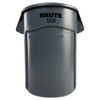 Brute Vented Trash Receptacle, Round, 44 Gal, Gray