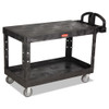 Heavy-duty 2-shelf Utility Cart, Tpr Casters, 25.25w X 54d X 36h, Black