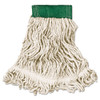 Super Stitch Looped-end Wet Mop Head, Cotton/synthetic, Medium, Green/white