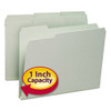 Expanding Recycled Heavy Pressboard Folders, 1/3-cut Tabs, 1" Expansion, Letter Size, Gray-green, 25/box
