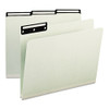 Recycled Heavy Pressboard File Folders With Insertable Metal Tabs, 1/3-cut Tabs, Letter Size, Gray-green, 25/box