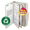 100% Recycled Pressboard Classification Folders, 3 Dividers, Legal Size, Gray-green, 10/box