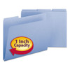 Expanding Recycled Heavy Pressboard Folders, 1/3-cut Tabs, 1" Expansion, Letter Size, Blue, 25/box