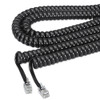 Coiled Phone Cord, Plug/plug, 12 Ft., Black