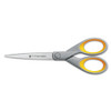 Titanium Bonded Scissors, Pointed Tip, 7" Long, 3" Cut Length, Gray/yellow Straight Handle