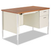 Single Pedestal Steel Desk, Metal Desk, 45.25w X 24d X 29.5h, Cherry/putty