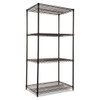 Nsf Certified Industrial 4-shelf Wire Shelving Kit, 36w X 24d X 72h, Black