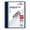 Vinyl Duraclip Report Cover W/clip, Letter, Holds 30 Pages, Clear/navy, 25/box