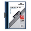 Vinyl Duraclip Report Cover, Letter, Holds 60 Pages, Clear/dark Blue, 25/box