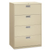 600 Series Four-drawer Lateral File, 36w X 18d X 52.5h, Putty