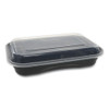 Earthchoice Versa2go Microwaveable Containers, 8.4 X 5.6 X 1.4, 27 Oz, 1-compartment, Black/clear, 150/carton