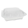 Foam Hinged Lid Containers, Dual Tab Lock, 8.42 X 8.15 X 3, 3-compartment, White, 150/carton