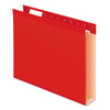 Extra Capacity Reinforced Hanging File Folders With Box Bottom, Letter Size, 1/5-cut Tab, Red, 25/box