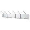 Metal Wall Rack, Six Ball-tipped Double-hooks, 36w X 3.75d X 7h, Satin Metal