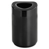 Open Top Round Waste Receptacle, Steel, 30 Gal, Black