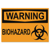 Osha Safety Signs, Warning Biohazard, Orange/black, 10 X 14