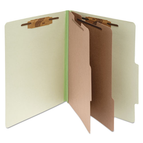 Pressboard Classification Folders, 2 Dividers, Legal Size, Leaf Green, 10/box