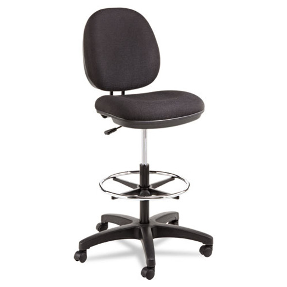 Alera Interval Series Swivel Task Stool, 33.26" Seat Height, Supports Up To 275 Lbs, Black Seat/black Back, Black Base