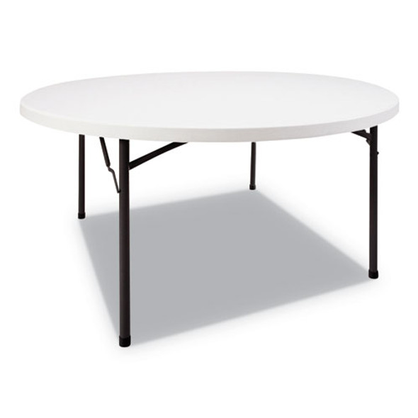 Round Plastic Folding Table, 60 Dia X 29 1/4h, White