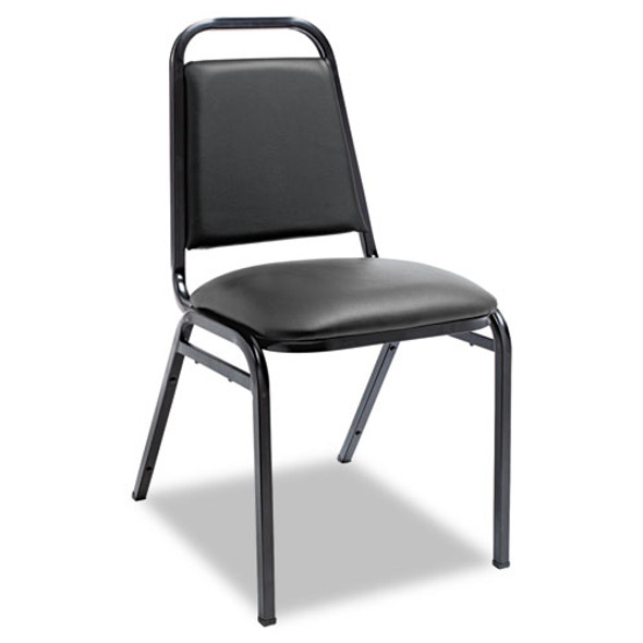 Padded Steel Stacking Chair, Black Seat/black Back, Black Base, 4/carton