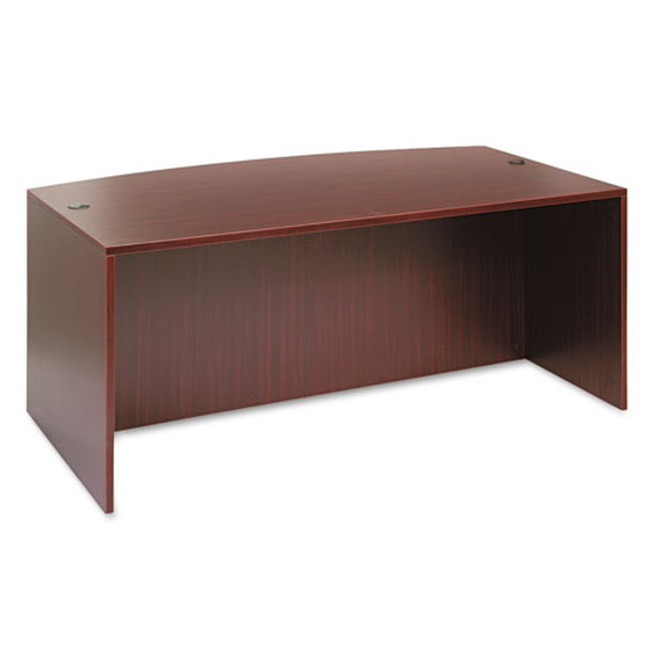 Alera Valencia Bow Front Desk Shell, 71w X 35.5d To 41.38d X 29.63h Mahogany