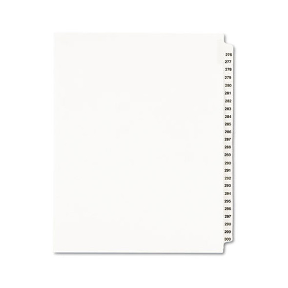 Preprinted Legal Exhibit Side Tab Index Dividers, Avery Style, 25-tab, 276 To 300, 11 X 8.5, White, 1 Set