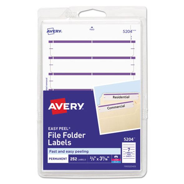 Printable 4" X 6" - Permanent File Folder Labels, 0.69 X 3.44, White, 7/sheet, 36 Sheets/pack - IVSAVE05204