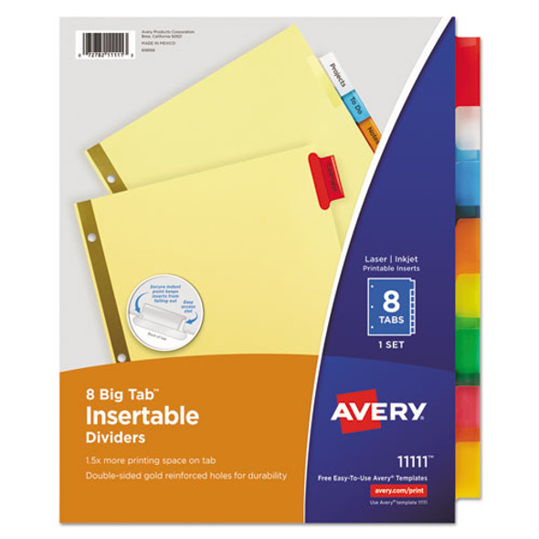 Insertable Big Tab Dividers, 8-tab, Letter