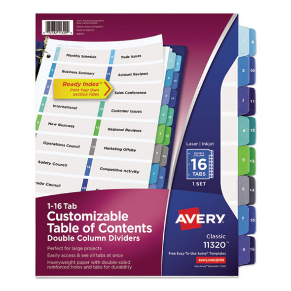 Customizable Toc Ready Index Double Column Multicolor Dividers, 16-tab, Letter