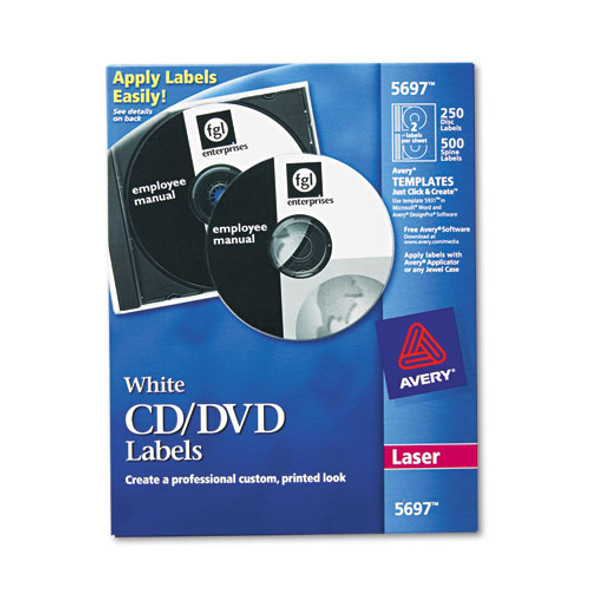 Laser Cd Labels, Matte White, 250/pack