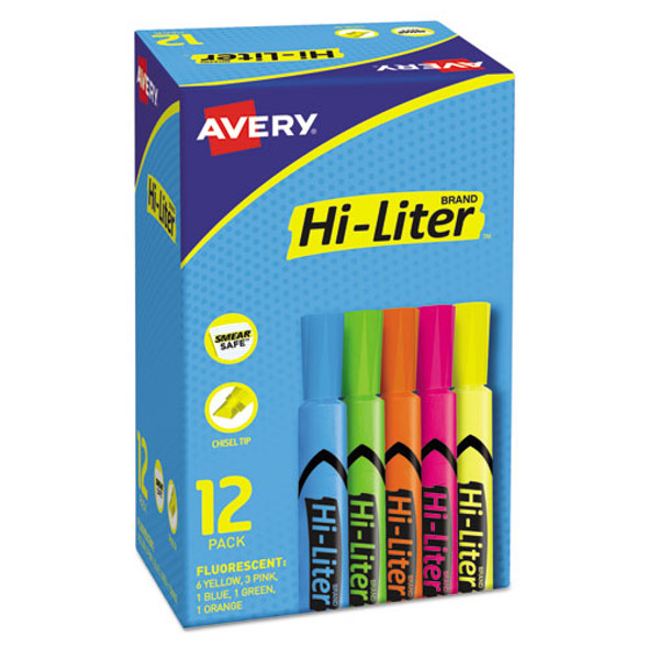 Hi-liter Desk-style Highlighters, Chisel Tip, Assorted Colors, Dozen