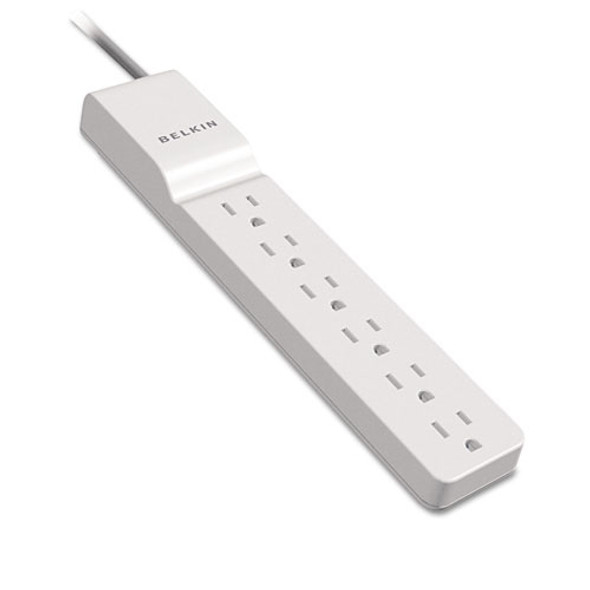 Home/office Surge Protector W/rotating Plug, 6 Outlets, 8 Ft Cord, 720j, White