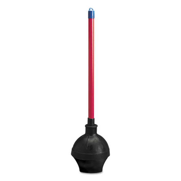 Toilet Plunger, 18" Plastic Handle W/ 5 5/8" Dia Bowl, Red/black