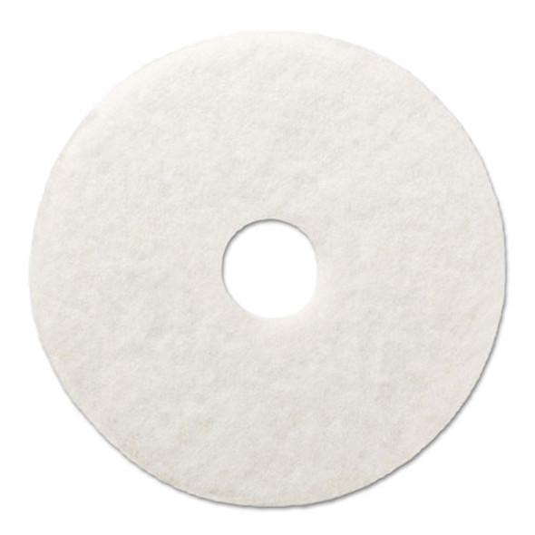 Polishing Floor Pads, 24" Diameter, White, 5/carton