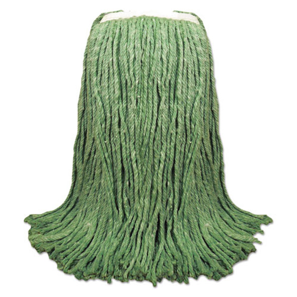 Cut-end Yarn Mop Head, Green, 1 1/4" Headband, 12/carton