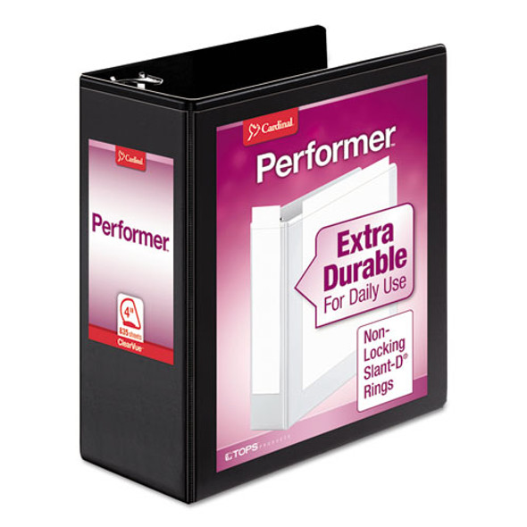 Performer Clearvue Slant-d Ring Binder, 3 Rings, 4" Capacity, 11 X 8.5, Black