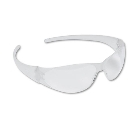 Checkmate Wraparound Safety Glasses, Clr Polycarb Frm, Uncoated Clr Lens, 12/box