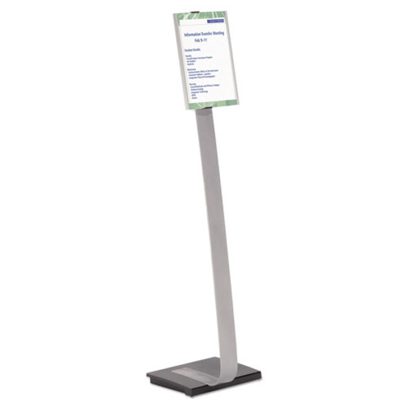 Info Sign Duo Floor Stand, Letter-size Inserts, 15 X 46 1/2, Clear