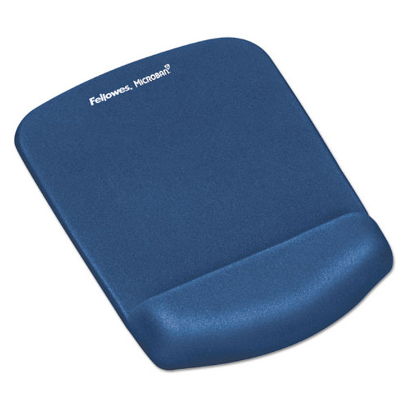 Plushtouch Mouse Pad With Wrist Rest, Foam, Blue, 7 1/4 X 9-3/8